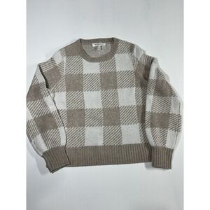 Workshop Plaid Knit Sweater Women's Neutral Crewneck Cozy Casual